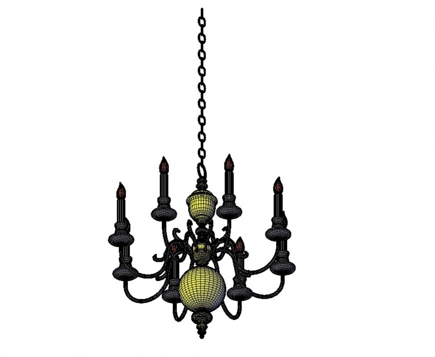 Ceiling hanging light detail 3d model CAD blocks layout autocad file